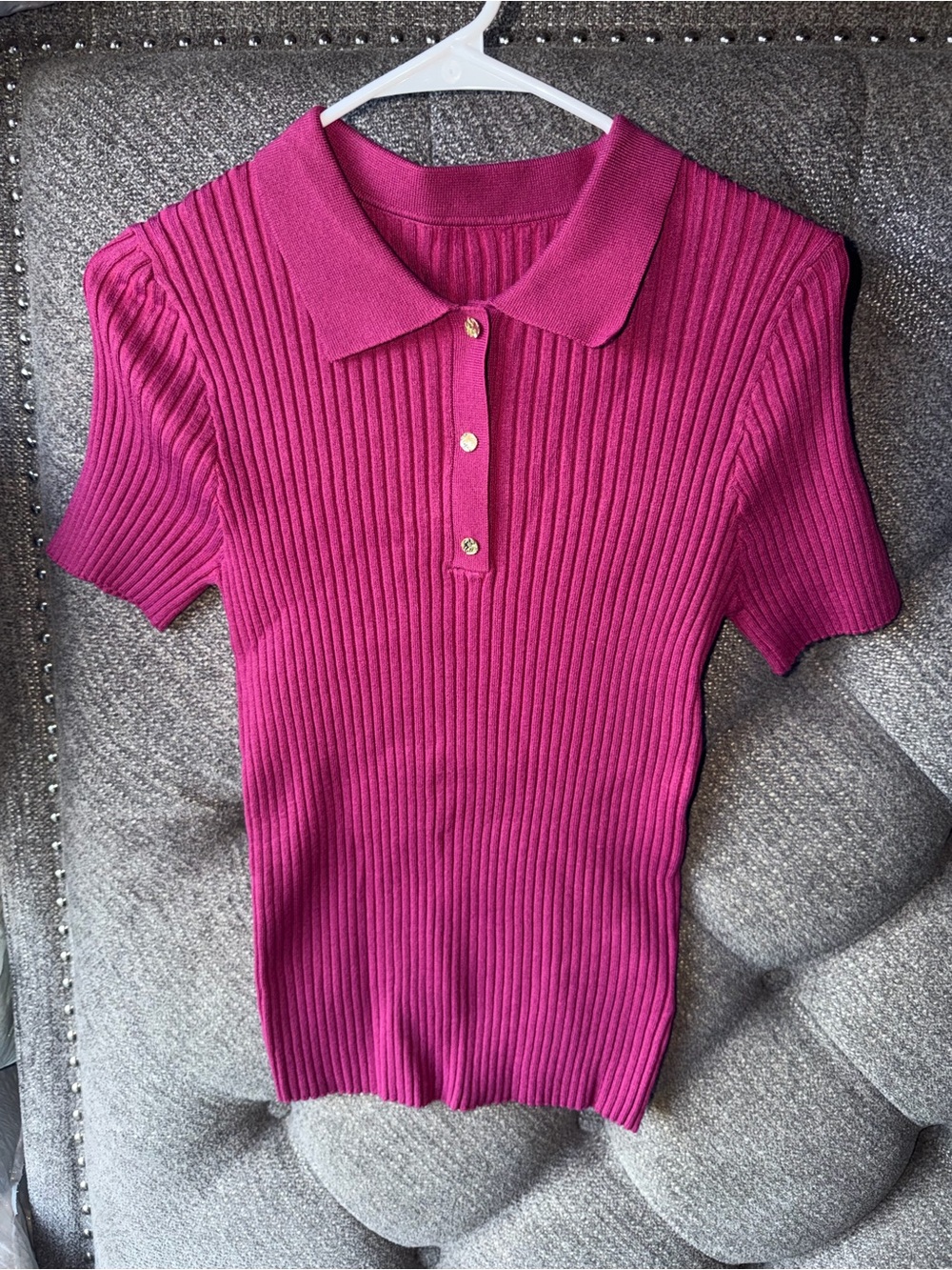 Ribbed Knit Top - Fuchsia Pink